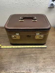 Vintage Stratosphere braun/hellbraun Zugkoffer Reisegepäck ~ Kosmetik mit Spiegel - Bild 1 von 18