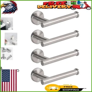 Stylish Wall Mounted Toilet Roll Holders in Rustproof Brushed Nickel - 4 Pack - Picture 1 of 10