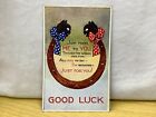 Just from Me To You, Good Luck, Lucky Horseshoe and black cats posted postcard