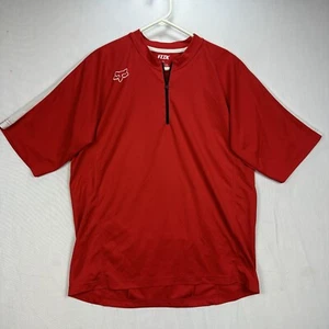 Fox Racing Cycling Jersey Men’s XL Shirt 1/4 Zip Red White Rear Zip Pocket Logo - Picture 1 of 13