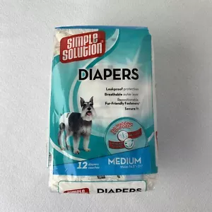 Simple Solution Medium 12 Pack Disposable Dog Diapers White - Picture 1 of 6