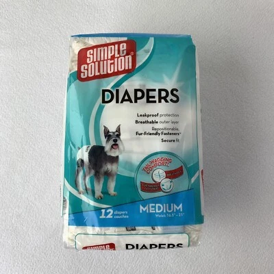 Simple Solution Medium 12 Pack Disposable Dog Diapers White - Image 1 of 4