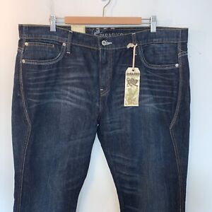 Parasuco Men Size 40x34 Jeans Skinny Fit 100% Cotton Logo Dark Wash Blue