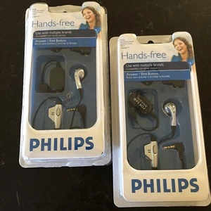 2 Phillips Hands Free Earbud Multi-Brand Compatible SAMSUNG/NOKIA/SONY ERICSSON - Picture 1 of 2