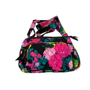 Vera Bradley Floral Quilted Crossbody Bag Adjustable Strap Zipper Pink Green - Picture 1 of 10