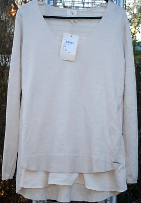Pullover Gr.XL oder XXL..mit eingenähtem Top..Sandbeige - Melange...V-Ausschnitt - Bild 1 von 3
