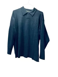 L E Collezioni Structure 100% Merino Wool collar navy men's sweater size XL - Picture 1 of 14