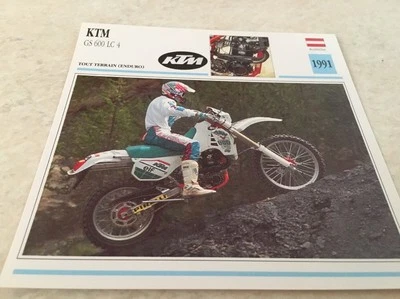 Tarjeta Moto KTM GS 600 LC4 1991 Colección Atlas Motocicleta Austria - Imagen 1 de 2