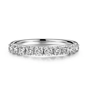 2.4mm Round 0.5ct Cubic Zirconia Solid 14k White Gold Anniversary Flawless Ring - Picture 1 of 12