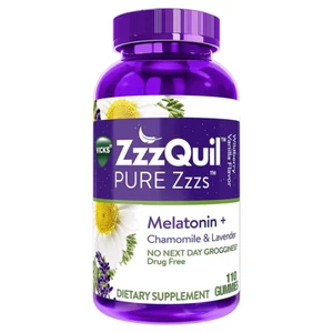 ZzzQuil Pure Zzzs Sleep Aid Melatonin Chamomile Lavender 110 Count Gummies - Picture 1 of 1