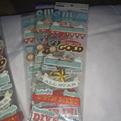 Pegatinas de aglomerado Recollections SWIM TEAM 1 hoja 5" X 12" nuevas en paquete (3 paquetes) Foto 1 de 4