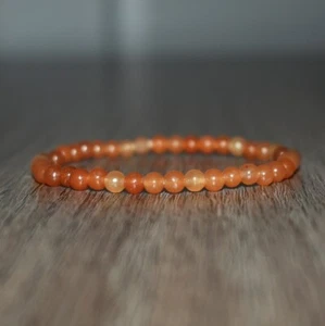 Natural Orange Aventurine Stone Dainty Bracelet 4mm Gemstone Healing Bracelet - Picture 1 of 4