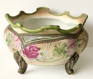 ANTIKE NIPPON PORZELLAN MORIAGE HANDBEMALTE FERNER VASE JARDINIERE ÜBERTOPF - Bild 1 von 11