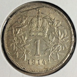 1914 AUSTRO-HUNGARIAN 1 FLORIN WORLD SILVER COIN .835 - FRANZ JOSEPH I (749) - Picture 1 of 2