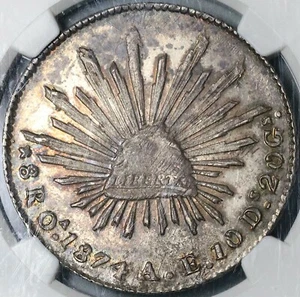 1874-Oa NGC MS 64 Mexico 8 Reales Oaxaca Mint Rare Silver Coin (21103101D) - Picture 1 of 7