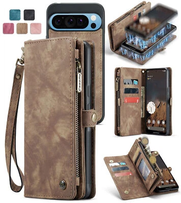 For Google 9 ProXL 9 Pro 9 Luxury Zipper Magnetic Leather Wallet Case w/ Strap - Image 1 of 4
