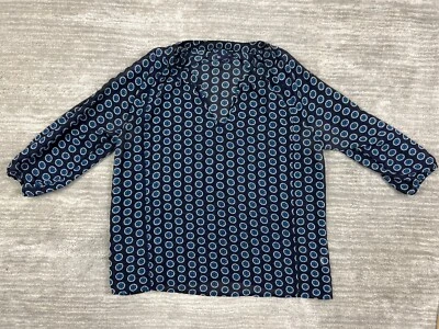 Gap Top Womens Medium Blue Sheer Blouse V-Neck 3/4 Sleeve - Image 1 of 4