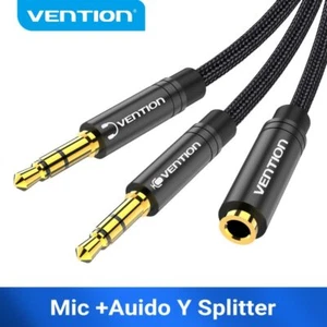 3.5mm Headset Adapter Y-Splitter Jack Cable w/ Separate Audio and Mic Headphone - Picture 1 of 13