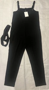 Seraphine Dune Maternity Jersey Dungarees Black Jumpsuit Size 8 US New With Tags - Picture 1 of 16