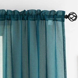 Sheer Green Curtains, Sheer Curtains 63 inch Length 2 Panels Set, Rod Pocket ... - Picture 1 of 7