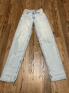 Jeans AMERICAN EAGLE taglia 000 larghi a righe dritti vita più alta vita incrociata - Foto 1 di 6