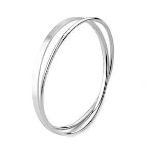 Brazalete brazalete de plata de ley maciza 990 pulido y trenzado áspero para mujer... - Imagen 1 de 6