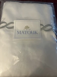Matouk Standard Pillowcases TWO Classic Chain White Silver Cotton 350 tc New - Picture 1 of 4