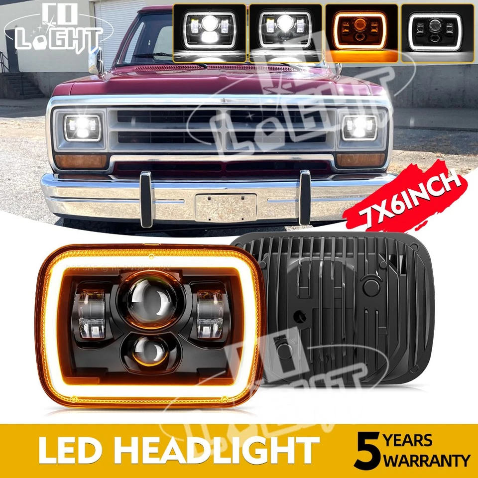 Faro LED 5x7" 7x6 pulgadas haz Z para Dodge Ramcharger 1981-1993 W100 W150 W250 Foto 1 de 4