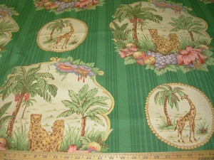 2 YDS P KAUFMANN LEOPARD GIRAFFE TIERE BAUMWOLLE POLSTERSTOFF FÜR WENIGER - Bild 1 von 5