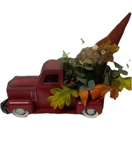 Vintage Metal Truck with Gnomes Christmas  Thanksgiving Holiday Fall Decorations - Picture 1 of 4