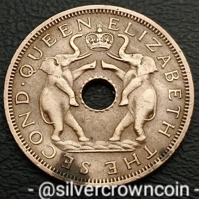 Rhodesia & Nyasaland 🇬🇧 🇿🇲 🇲🇼 1 Penny 1963. KM#2. One Cent coin. Elephants - Image 1 of 4