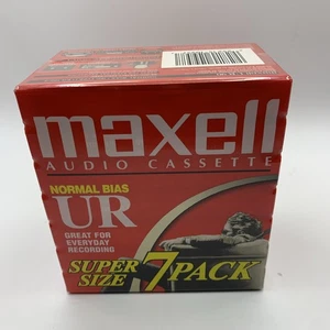 Maxell Audio Cassette Normal Bias UR 90 Super Tamaño Paquete de 7, NUEVO Sellado de Fábrica - Imagen 1 de 8