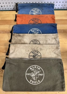 vintage Klein heavy duty canvas lineman tool pouch Lot of Six Bags - Image 1 of 4