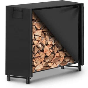 4FT Firewood Rack Outdoor with Cover, Metal Heavy Duty Fire Wood Storage Log ... - Picture 1 of 6