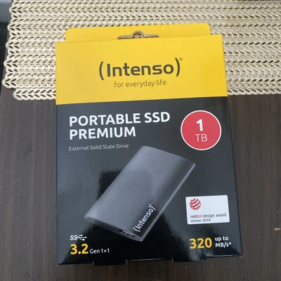 Intenso Portable 1tb SSD Premium 3.2 Gen 1 1.8" External Storage Upto 320 MB/s - Image 1 of 2