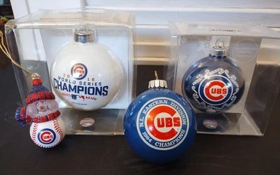 Lote de 4 enfeites do Chicago Cubs. 1984 Division Champs, WS, Boneco de Neve + 1  - Imagem 1 de 4