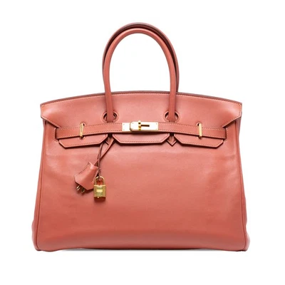 Bolso de Mano Autenticado Hermès Swift Birkin Retourne 35 Rosa Rubor Cuero de Becerro Foto 1 de 4