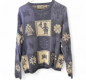 Vintage Shenandoah Retro knit Blue And White Sweater size medium made in USA - Picture 1 of 3
