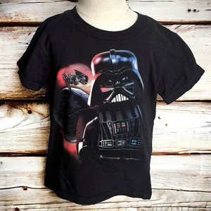Lego Star Wars Boys Shirt Sz 4 Darth Vader Death Star Tie Fighter Black Tee - Picture 1 of 7