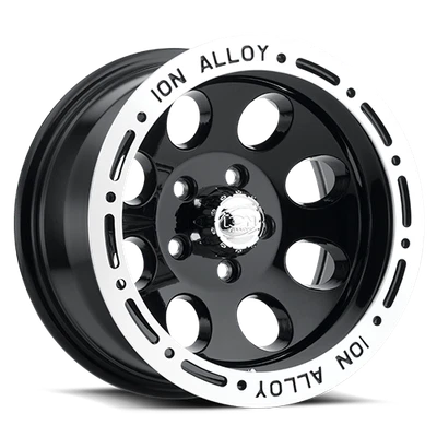 ION Wheels Rim 174 15x8 5x127 ET-27 83.82CB Black w/ Machined Lip - Image 1 of 4