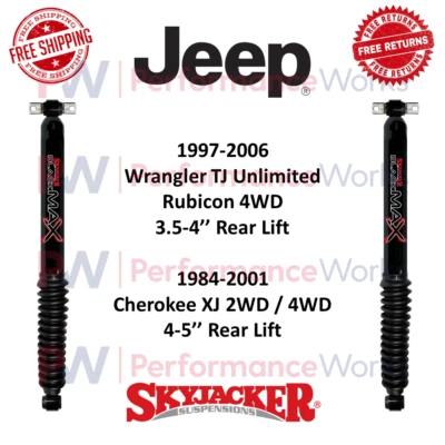 Skyjacker Black MAX Shocks Pair 3.5-4" Rear Lift For Jeep 97-06 Wrangler TJ 4WD - Image 1 of 4