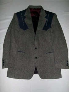 Vintage Men's 1970's Pagano West Tailored Apparel Western Grey Suit Jacket 42 R - Picture 1 of 17