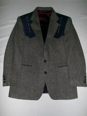 Vintage Men's 1970's Pagano West Tailored Apparel Western Grey Suit Jacket 42 R - Image 1 of 4