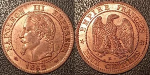Napoléon III - 2 centimes tête laurée 1862 K, Bordeaux SPL ! F.108A/7 - Picture 1 of 1