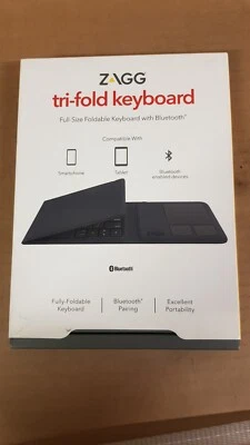 ZAGG TRI-FOLD KEYBOARD with Touch Pad UNIVERSAL Travel Bluetooth QWERTZ keyboard - Image 1 of 2