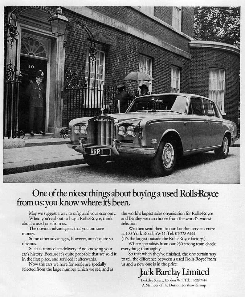 1972 年劳斯莱斯银影原版稀有广告  — 第 1/1 张图片