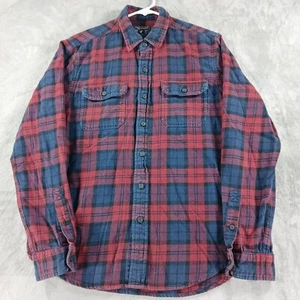 American Eagle Flannel Shirt Men's Medium Red Blue Tartan Plaid Heavyweight Warm - Picture 1 of 10