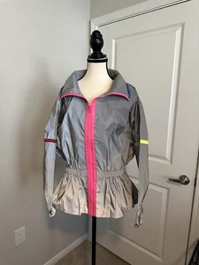 Terez Neon Glow Gear Reflective Peplum Activewear Jacket MSRP $220, NWT, Size L - Picture 1 of 8