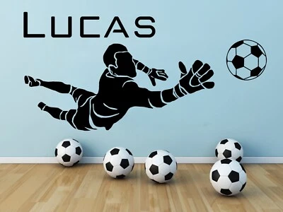 Football Goal Keeper Personalised Wall Sticker Kids Vinyl Decal - Image 1 of 3