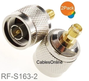 2-Pack N-Type Male to RP-SMA Reverse Polarity Female RF Adapters, RF-S163-2 - Picture 1 of 2